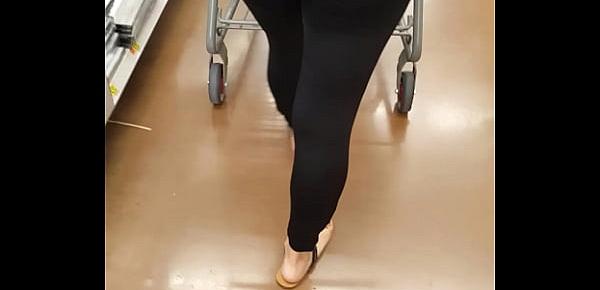  Latina wife in spandex at store with a big ass